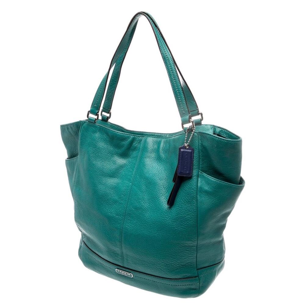 Coach Park Leather North/South Tote  Teal EUC - Picture 2 of 6